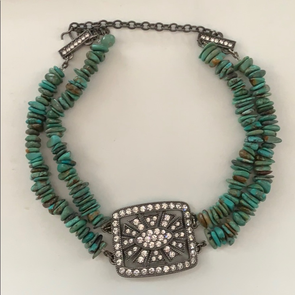 Turquoise and crystal, Haley Hill choker necklace.